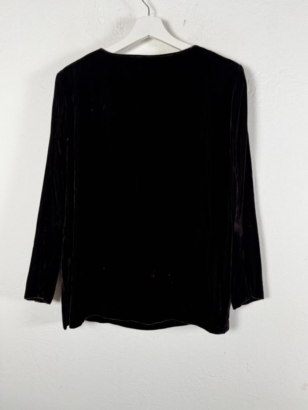 Eileen Fisher New York Velvet Top Womens Size 1 Purple Silk Blend Long Sleeve